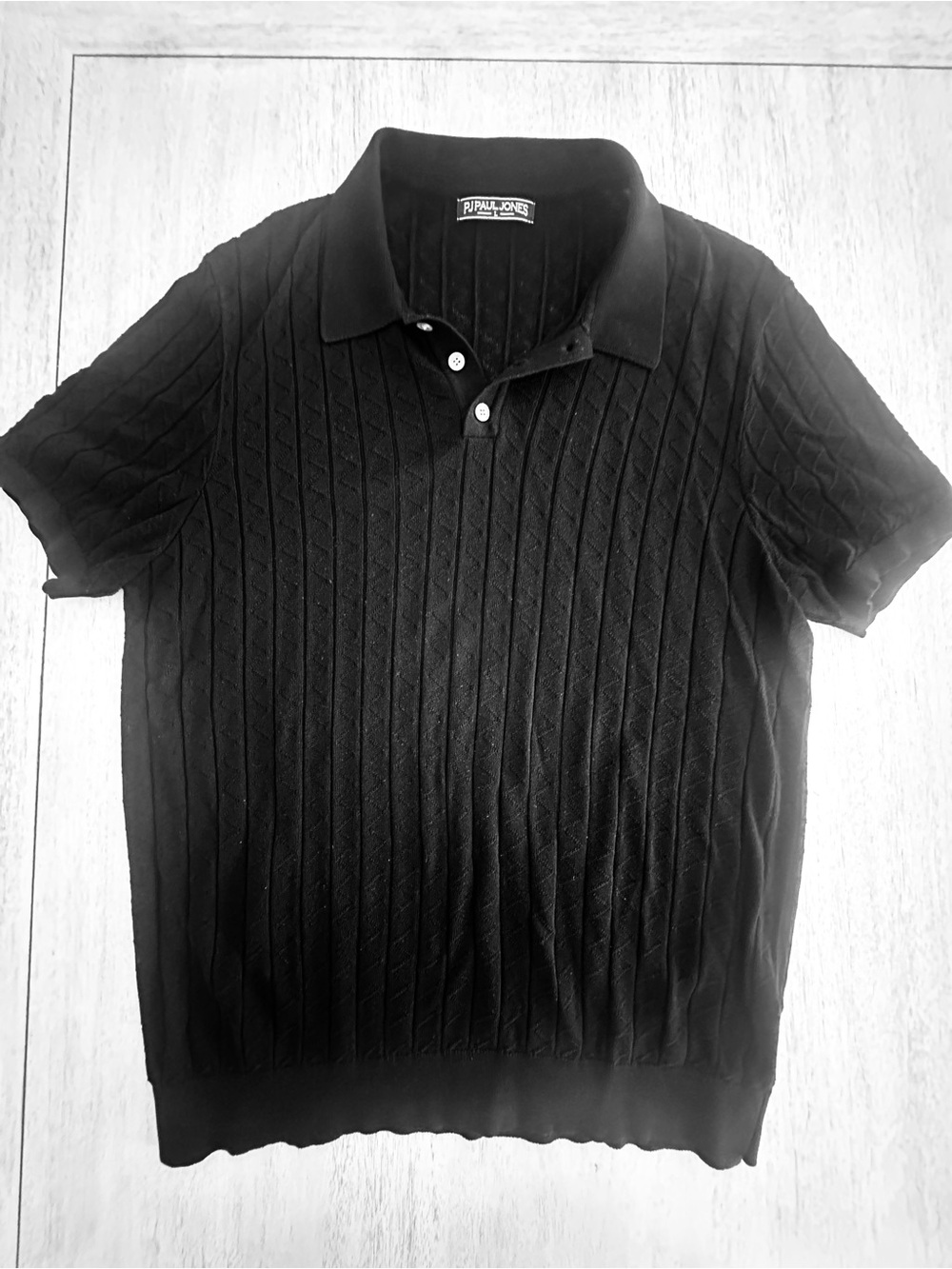 Black Short-Sleeve Knit Polo